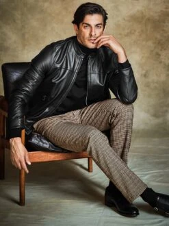 Ungekünstelte Lederjacke -Modekleidung Geschäft EC24 6309 DF 1