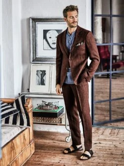 Luftstrom-Leinenanzugsakko -Modekleidung Geschäft EC24 6546 DF