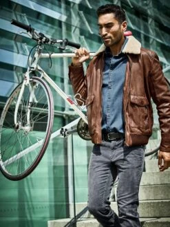 Auf-Achse-Lederjacke -Modekleidung Geschäft EC24 6679 DF 1