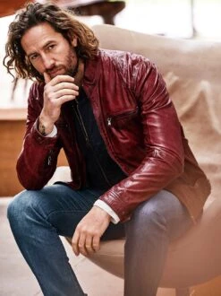 Die Rote Lederjacke -Modekleidung Geschäft EC24 7654 DC 1