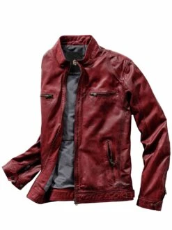 Die Rote Lederjacke -Modekleidung Geschäft EC24 7654 FA 1