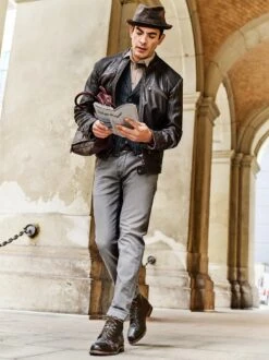 Leder-Trilby -Modekleidung Geschäft EC29 7134 DA 1